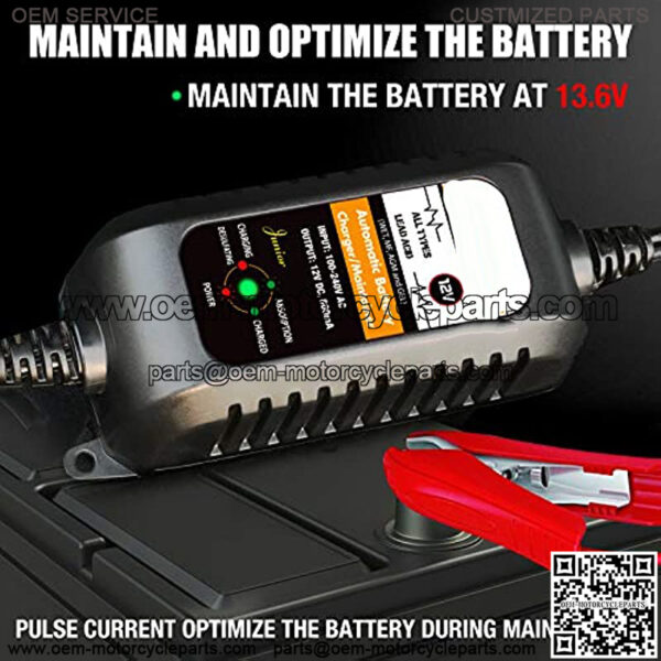 MP00205A 12V 800mA Automatic Battery Charger, Battery Maintainer, Trickle Charger, and Battery Desulfator - Image 5