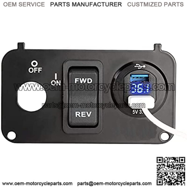 Golf Cart Key Switch Console Plate for EZGO TXT & Medalist, Includes Forward Reverse Switch, USB Charger Socket, Digital Volt Meter - Image 4