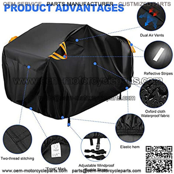 ATV Cover Oxford Cloth Heavy ,for Polaris Sportsman Yamaha Grizzly Honda FourTrax Kawasaki KFX Wheel Car with Air Vents Reflective Strips and Buckle Straps Length up to 82 inches - Image 3