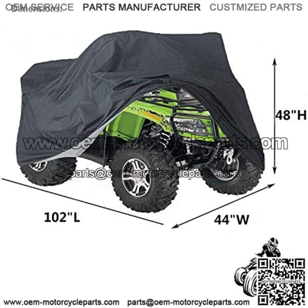 ATV Cover Waterproof, 420D Heavy Duty Ripstop Material Black Protects 4 Wheeler From Snow Rain or Sun,102" x44" x 48" - Image 5