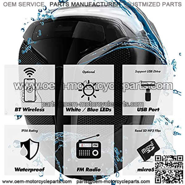 ATN4 All-in-One Built-in Amplifier Waterproof 5" Full Range Bluetooth ATV RZR UTV Stereo Speakers Audio Amp System,1.5 to 2" Rollcage Bar Mount Yamaha Polaris 4 Wheeler Can-Am FM Radio USB - Image 3