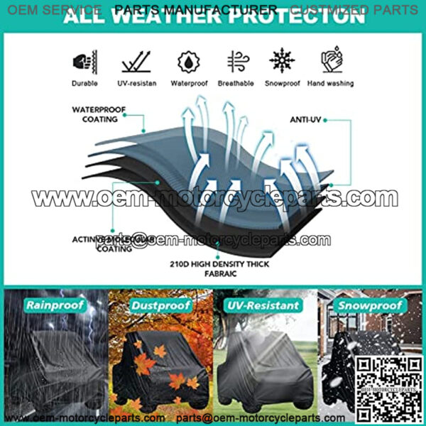 UTV Cover with Heavy Duty Black Oxford Waterproof Material, 114.17" x 59.06" x 74.80" (290 150 190cm) Included Storage Bag. Protects UTV from Rain, Hail, Dust, Snow, Sleet, and Sun (XL) - Image 3