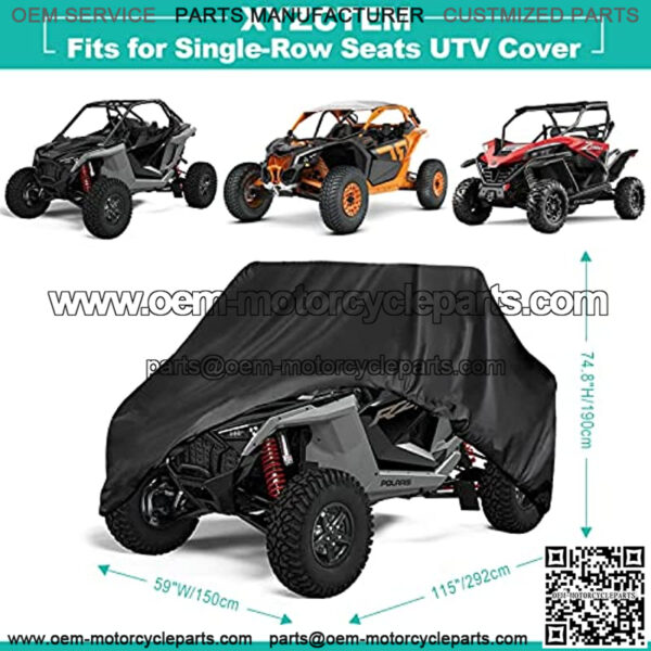 UTV Cover with Heavy Duty Black Oxford Waterproof Material, 114.17" x 59.06" x 74.80" (290 150 190cm) Included Storage Bag. Protects UTV from Rain, Hail, Dust, Snow, Sleet, and Sun (XL) - Image 4