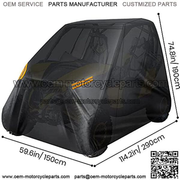 UTV Cover, Waterproof Oxford, 114 x 59 x 74.8 inches, with 4 Night Reflective Stripes and Carrying Bag, Dust Sun Wind Rain Leaves Outdoor Protection, Universal Fit 4 Wheeler Vehicle Cover - Image 4