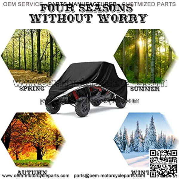 UTV Covers, Side by Side Cover Waterproof 300D Heavy Duty Outdoor Storage Waterproof Black for Honda Pioneer Polaris Ranger Protect Sun Dust Rain 114.17" x 59.06" x 74.80" (290 150 190 cm) - Image 5