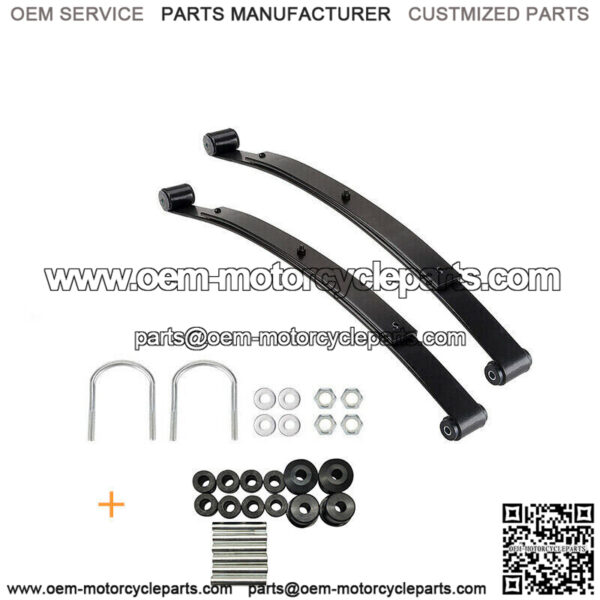 2x HD Rear Leaf Springs 2 Leaf  & Shackle Bushing Kits U Bolts For EZGO RXV 08+