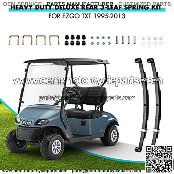 Golf Cart EZGO Heavy Duty 3-Leaf Spring Kit with Bushings & Sleeves & U Bolts fit for EZGO TXT 1995-2013, OEM 70506-G01,74135-G01, 74207-G01, 74207-G03 (2 Packs) - Image 2