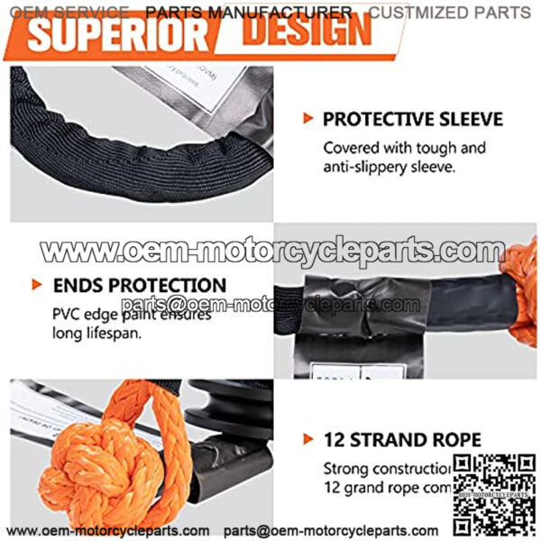 Synthetic Soft Shackle with Winch Ring,Recovery Ring Snatch Rope Towing Straps Block Pulley Kit Winch Accessories for Off-Road ATV UTV Jeep Trailer Truck SUV 4x4 - Image 3