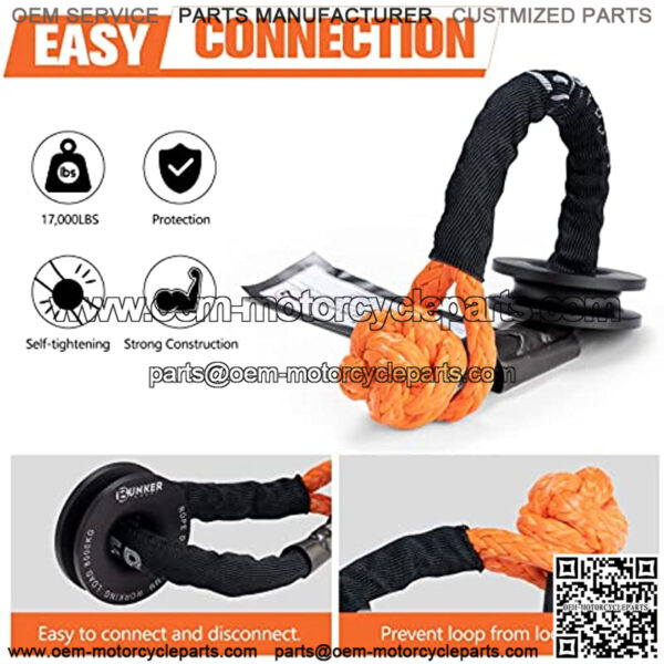Synthetic Soft Shackle with Winch Ring,Recovery Ring Snatch Rope Towing Straps Block Pulley Kit Winch Accessories for Off-Road ATV UTV Jeep Trailer Truck SUV 4x4 - Image 4