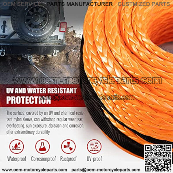 Synthetic Winch Rope Cable Kit 3/8inch 100FT 26500lbs Winch Line Replacement with Forged Hook Protective Sleeve for 4WD Off-Road Vehicle SUV, Orange - Image 5