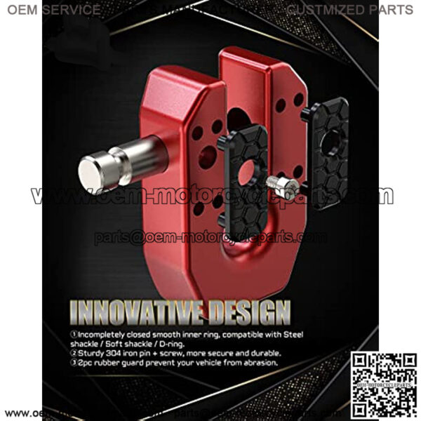 Winch Shackle Connector, Flat Towing Hook Mount with Iron Pin & Rubber Guard - 30,000lbs Capacity Compatible with ATV UTV SUV Pickup Trucks Vehicle Recovery (Red, 1 Pack) - Image 5
