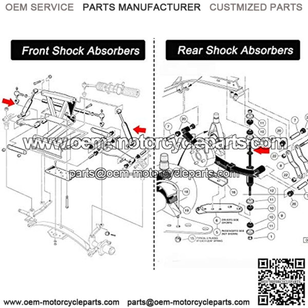 Club Car DS Shocks Front and Rear Shock Absorbers for Club Car DS G&E 1988-up,Precedent G&E 2004-up,for 88-08 Electric 97-08 Gas Model - Image 4