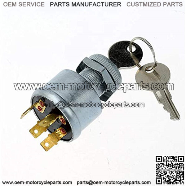 Golf Cart EZGO Ignition Switch with 2 Keys OEM#33639G01, Four Spade Terminal Key Switch for Use on Lights E-Z-GO G&E All Years - Image 2