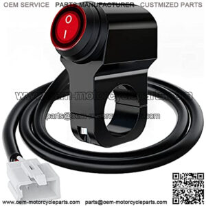 Motorcycle Handlebar Switch Plug and Play 12V ATV Handlebar Light Switch Push Button Waterproof ON Off Switches for ATV UTV Driving Lights- Fits 7/8" Handlebars (22mm)
