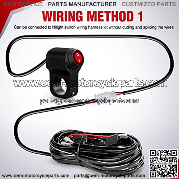 Motorcycle Handlebar Switch Plug and Play 12V ATV Handlebar Light Switch Push Button Waterproof ON Off Switches for ATV UTV Driving Lights- Fits 7/8" Handlebars (22mm) - Image 3