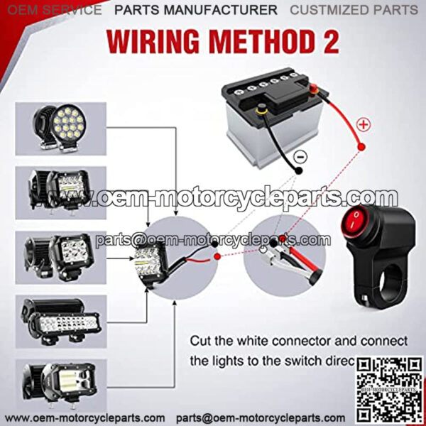 Motorcycle Handlebar Switch Plug and Play 12V ATV Handlebar Light Switch Push Button Waterproof ON Off Switches for ATV UTV Driving Lights- Fits 7/8" Handlebars (22mm) - Image 4