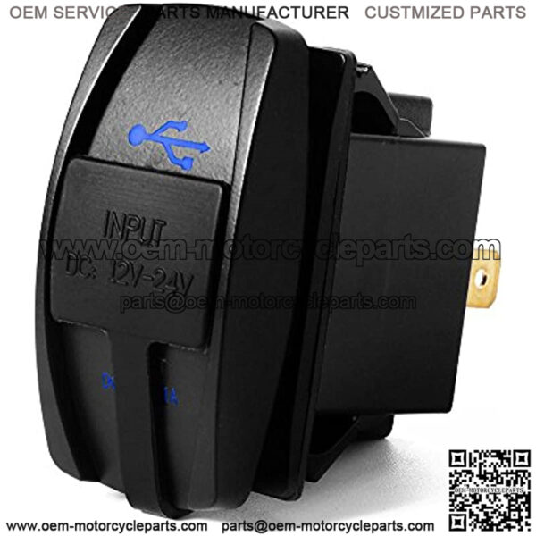 4.2 AMPS-Fast Dual USB Charger Rocker Switch Style Blue LED Back-lit for Boats, Side by Side, Off Road Vehicles, Recreational Vehicle - Image 2