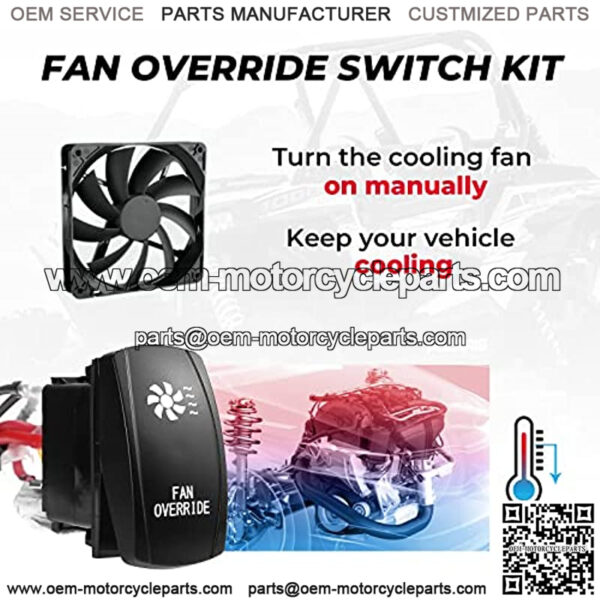 ATV UTV Fan Override Switch Kit with Relay LED Rocker Switch, Engine Cooling Wiring Accessories Compatible with Polaris RZR Ranger / Can Am X3 Maverick Defender Commander - Image 2