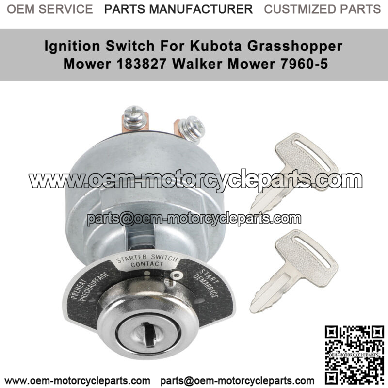 Ignition Switch W/2 Keys 1E013-63590 Fits For Kubota Grasshopper Mower 183827 UE