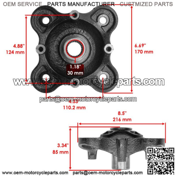 5142964-067 5142964067 7519753 Rear Wheel Hub W/Bolts For Polaris - Image 2