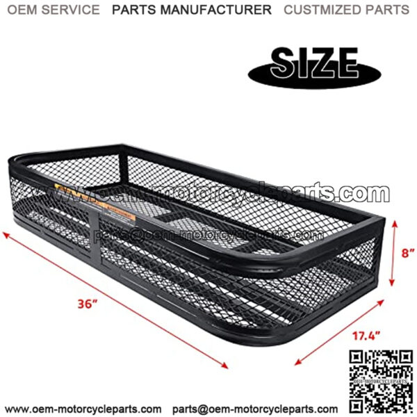 ATV Front Cargo Basket, Luggage Carrier Rack, Heavy-Duty Steel, 36" 2. x 17.7" w. x 6.49" h - Image 2