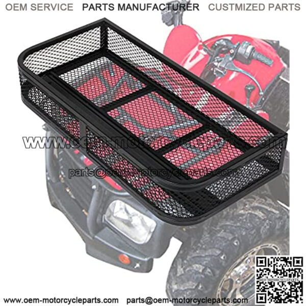 CARSTY 36"Lx17"Wx6.3"H Universal ATV Front Cargo Basket, Luggage Carrier Rack, Accessories for Motorcycle & ATV & UTV, 500 lbs Carrying Capacity, Black