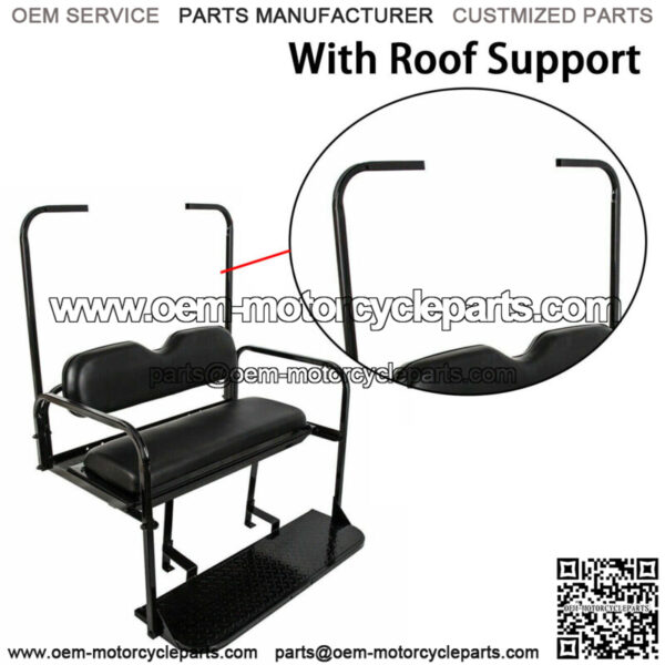 For 1995-UP EZGO TXT Golf Cart Flip Folding Rear Back Seat Kit - Black Cushions