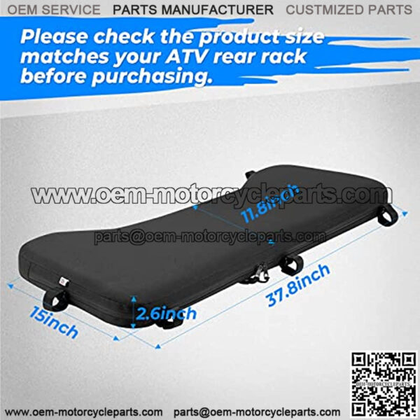 ATV Rack Pad, Four Wheeler Rack Seat Cushion for Passenger Comapatible with Fourtrax Foreman Rancher Kawasaki Brute Force Recon, Black - Image 3