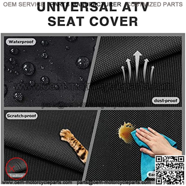ATV Seat Cover Waterproof 420D Polyester Oxford, Compatible with Most ATV for Sportsman, Rancher, Foreman, Scrambler, Black - Image 4