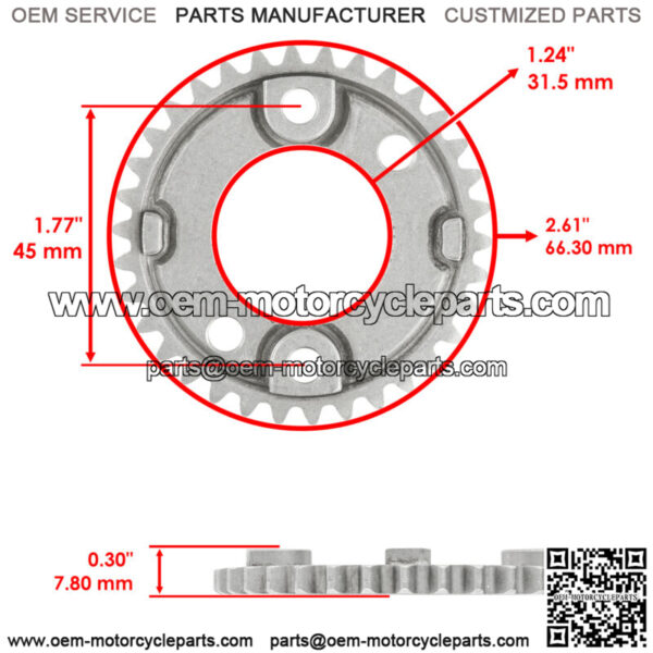 Camshaft Cam w/ Sprocket Fits Kawasaki Brute Force 750 KVF750 4x4I 2005-2011 - Image 4