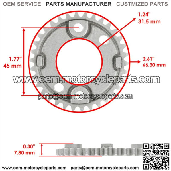 Rear Camshaft Cam w/ Sprocket Fits Kawasaki Brute Force 650 KVF650 4x4I 2006-11 - Image 4