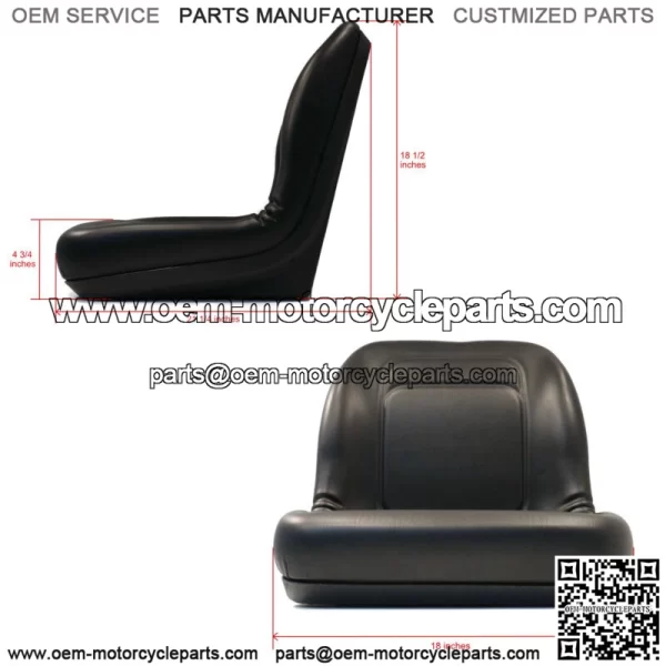 Black High Back Seat for John Deere TX Turf, TH 6x4, TE Gator Utility Vehicles - Image 2