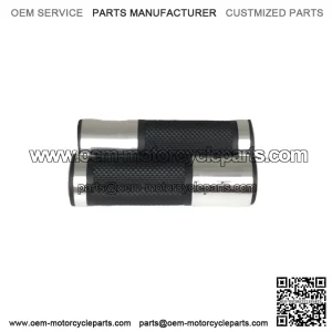 1 Pair 7/8" CNC Motorcycle Bike ATV Sports Aluminum Rubber Gel Hand Grips Handlebar Cafe Racer End Bar (Titanium)
