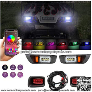 Upgrade Golf Cart LED Light Kit for EZGO TXT, Headlight Taillight with Turn Signal Switch, Low High Beam, Blinker & Brake Light Switch Pad, Horn, Music-Sync Color Daytime Running Lamp