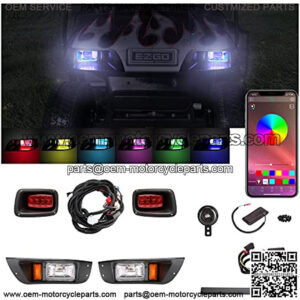 Golf Cart LED Headlight Kits for 1996-2013 EZGO TXT Carts (12V-48V), with Tail Lights, Turn Signals Kits, Brake Lights and Safe Daytime Running Lights