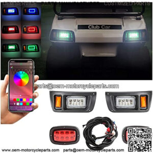 Golf Cart Deluxe LED Light Kit with Daytime Running Light Turn Signal Function Fits for Club Car DS with Headlight Taillight Brake Light Horn Turn Signal Assembly Upgrade Replacement