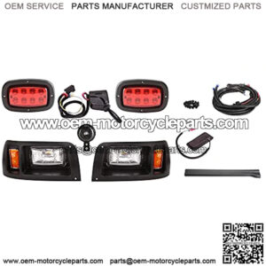 Golf Cart LED Headlight and Tail Light Kits for Club Car DS Carts (12V-48V), Super Bright With Turn Signals Kits, Brake Lights, Hazard Light Switch, Horn, Safe Daytime Running Lights