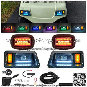 Golf Cart Deluxe LED Light Kit,Headlight Taillight Kit for Yamaha G14, G16, G19 and G22, RGB Music Daytime Running Light, Turn Signal Light Low/High Beam Hazard Brake Light,16V-80V Input