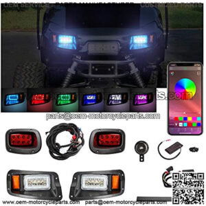 3 Version Golf Cart LED Headlight and Tail Light for EZGO TXT Freedom Carts (12V-48V) with Turn Signals Kits, Safe Daytime Running Lights & Multi Color App Bluetooth Control Light Kits