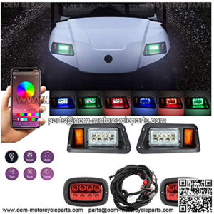 2023 New Upgraded Golf Cart LED Light Kit for Yamaha G14 G16 G19 G22, Headlight Taillight w/Turn Signal Switch, Horn, Low High Beam, Blinker & Brake Light, Daytime Running Lamp