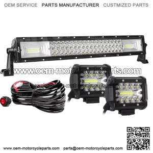For CFMOTO ZForce 400/500/600/800/1000 22" LED Light Bar + 2x 4" Pods Wiring Kit