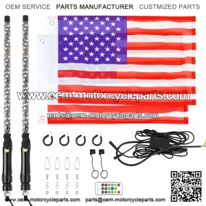 2FT RGB Spiral LED Whip Lights Antenna W/Flag For CFMOTO ZFORCE 600 800 950 1000