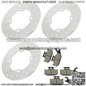 3 Front and Rear Brake Disc Rotor W/ Pad Fits Can-Am Outlander 400 2x4 2004-2005
