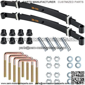 Heavy Duty 4 Leaf Rear Spring Kit for EZGO TXT Electric 1994-up & Gas 1994-2009 Golf Cart, Includes Bushings, Sleeves, U Bolts, OEM: 70506-G01 74135-G01 74207-G01 74207-G02 74207-G03