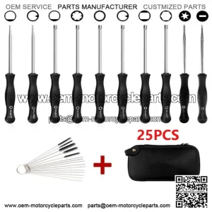 25Pcs Carburetor Adjusting Tool Carb Splined Screwdriver & Cleaning Brush Kit