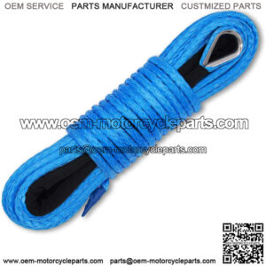 1/4 Inch x 50 Feet 10,000LBs Synthetic Winch Line Cable Rope with Black Protecing Sleeve for ATV UTV (Blue)