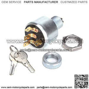 Golf Cart Ignition Switch for EZGO 1968-up with Factory Lights Gas & Electric, 3-Way 4-Terminal with 2 Standard Keys, OEM# 33639-G01 33639G01