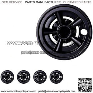 Golf Cart Hubcaps 8 Inch Set of 4, Shiny Wheel Covers for EZGO, Club Car, Yamaha Golf Carts- Black/Sliver