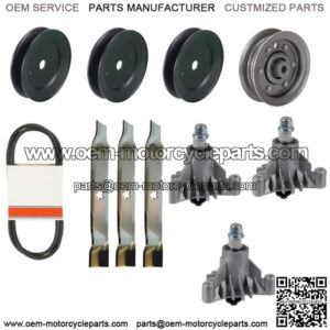 Fits Husqvarna YTH 180 46 Lawn Mower Deck Rebuild Kit Spindles Blades Belt Pulle