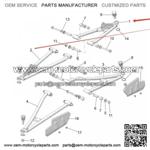 1025575-458 - MATTE BLACK FRONT LEFT UPPER A-ARM for Polaris Crew XD Size Pro Gas Models